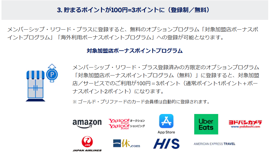 アメックス_メンバーシップ・リワード・プラス(対象加盟店ボーナスポイントプログラム) アメックス_メンバーシップ・リワード・プラス(対象加盟店ボーナスポイントプログラム)