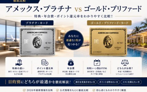 アメックス・プラチナとゴールド・プリファードの徹底比較（特典・年会費・ポイント還元率）