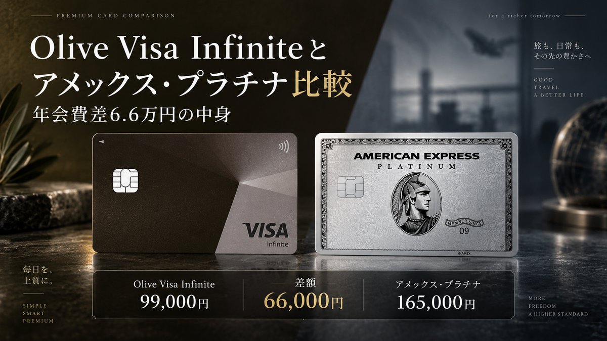 Olive Visa Infiniteとアメックス・プラチナを比較｜年会費差6.6万円の中身のアイキャッチ画像