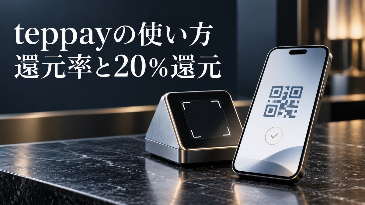 スマートフォンにteppayのQRコードを表示し、決済端末の横に置いたイメージ画像